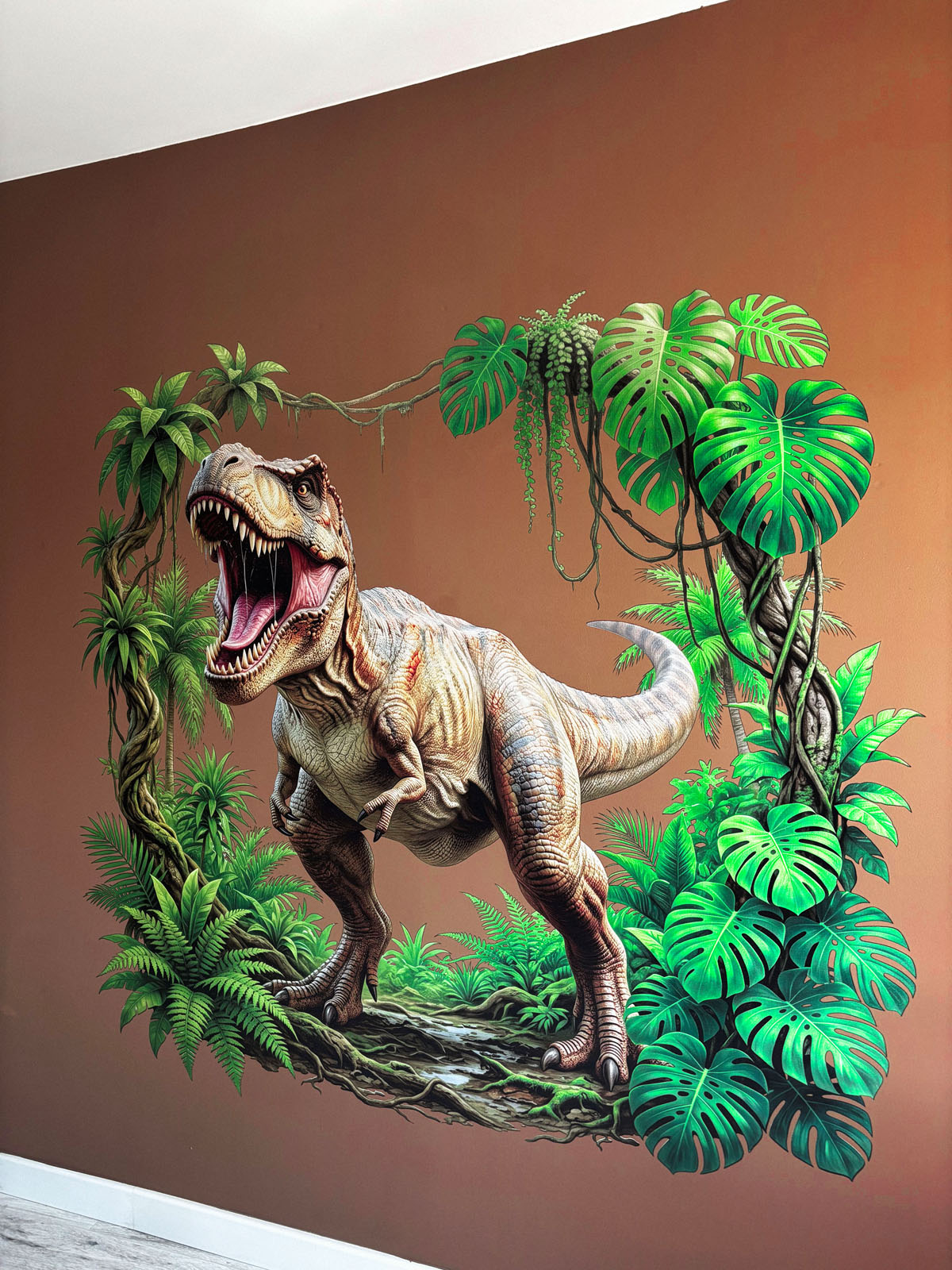 Druk ścienny - dinozaur w pokoju dziecka, Tychy, Sląsk