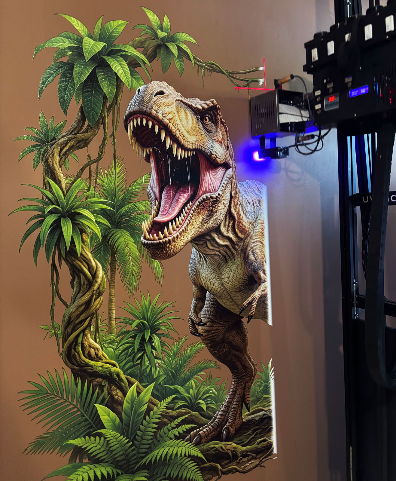 Druk ścienny UV - dinozaur w pokoju dziecka, Tychy, Śląsk