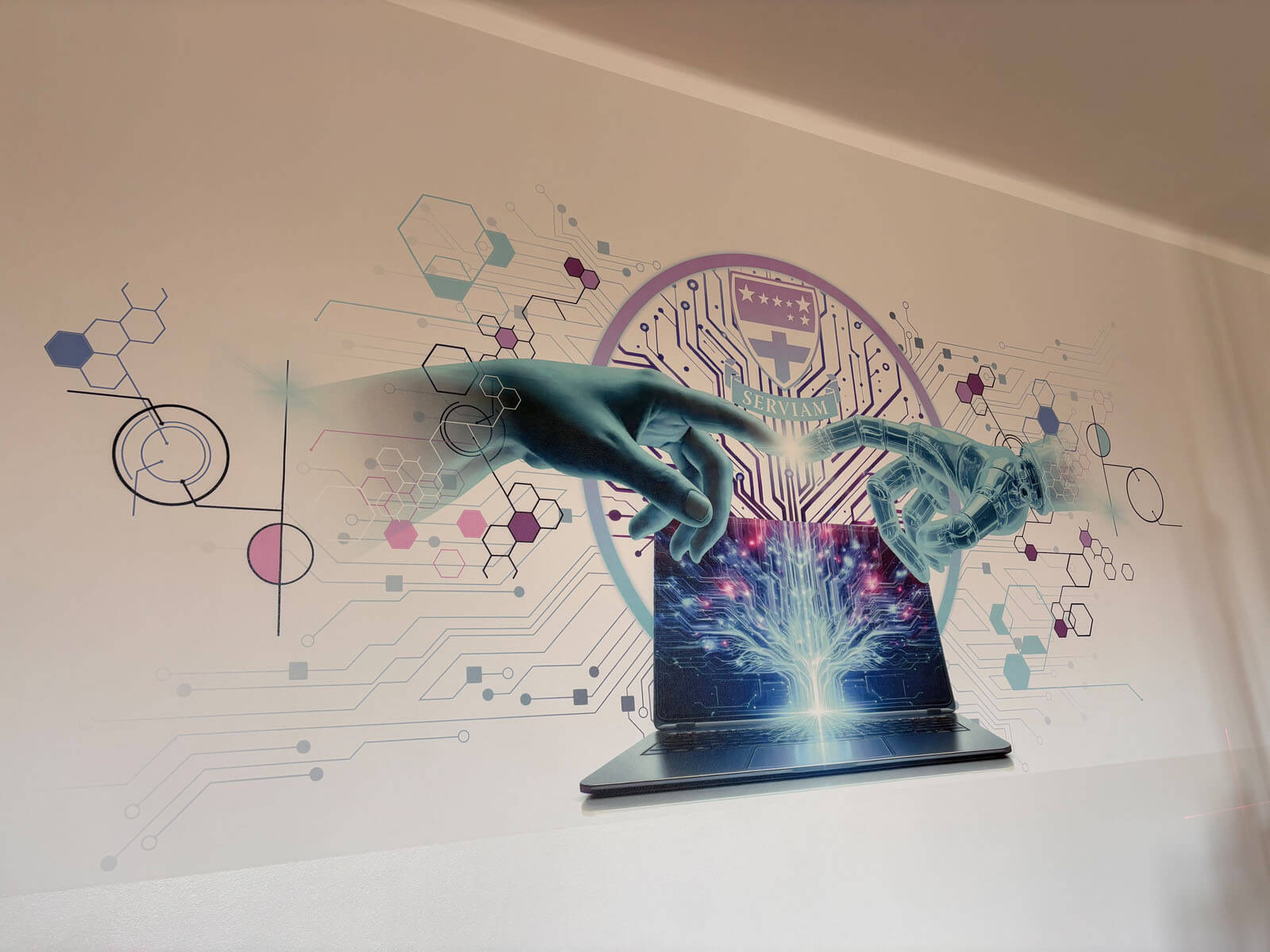 Druk ścienny UV w klasie lekcyjnej