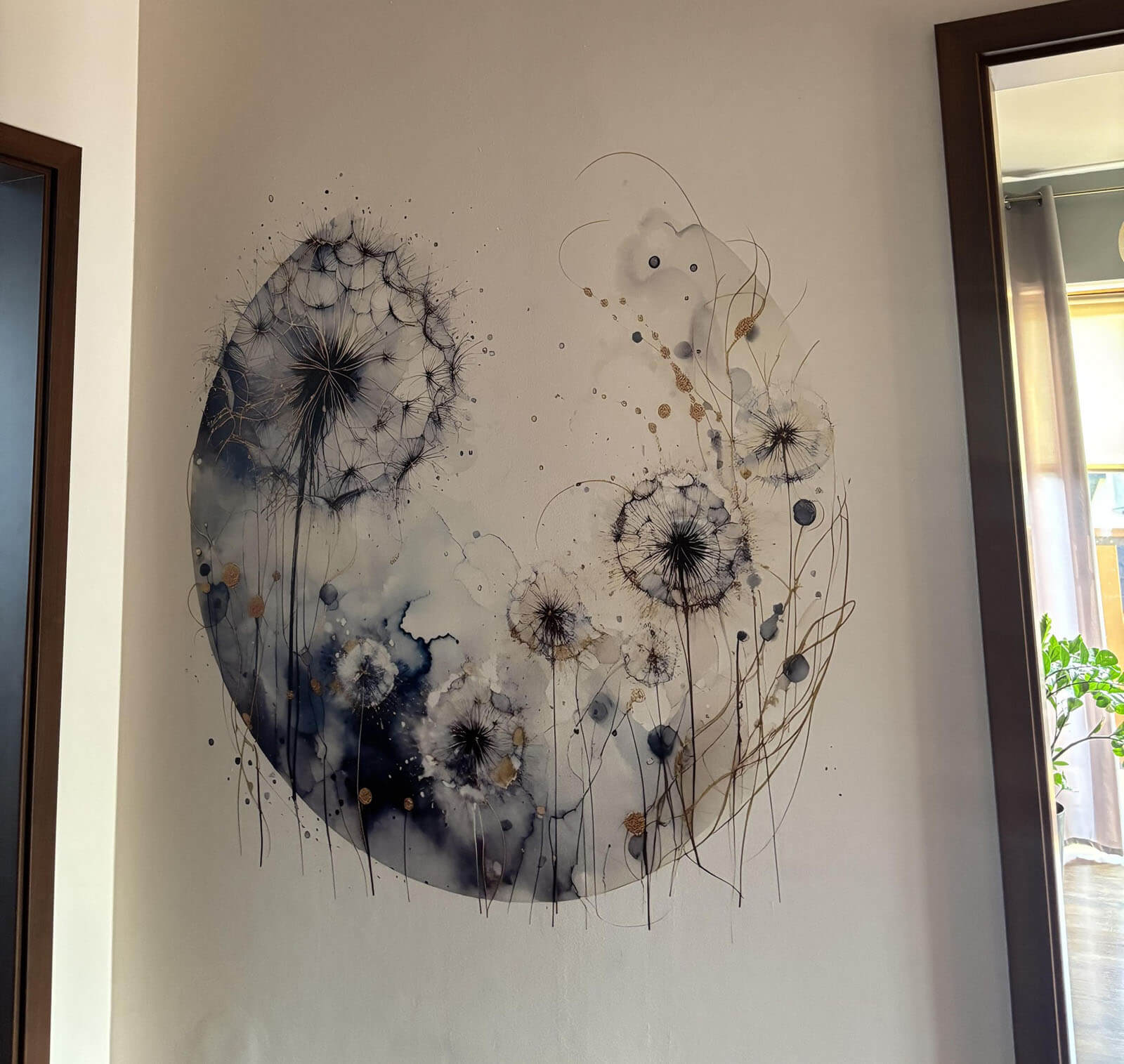 Druk ścienny - mural, dmuchawce akwarelowe